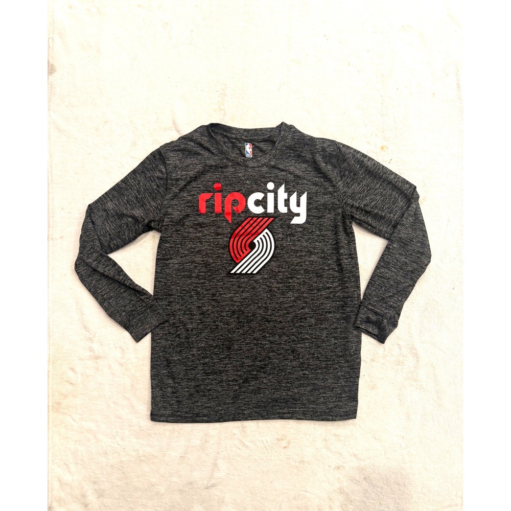 NBA Portland Trail Blazers Rip City Long Sleeve Shirt Kids XL 18-20 Charcoal
